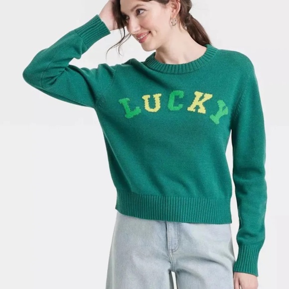 Grayson Threads Sweaters - Grayson Threads St. Patrick's Day Lucky Shades of Green Knit Graphic Sweater NWT